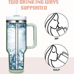 40oz Insulated Tumbler With Handle And Straw